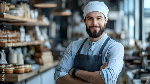 Confident baker in a bakery...