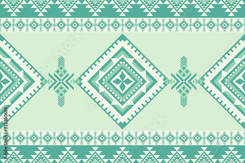 Green Pastel Color of Native American pattern, Navajo design. Native American ornament. Abstract geometric background traditional ethic for decoration, fabric, textile, fashion.