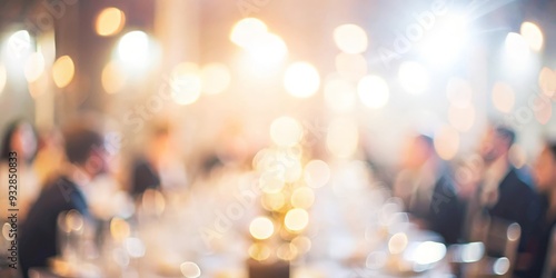 Blurred background of an awards dinner during a formal gala event.
