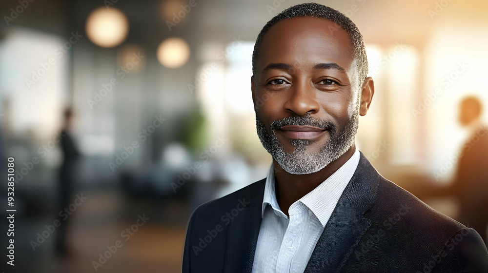 Confident businessman with a gray beard smiling in a modern office. Confident businessman with a gray beard smiling in a modern office.