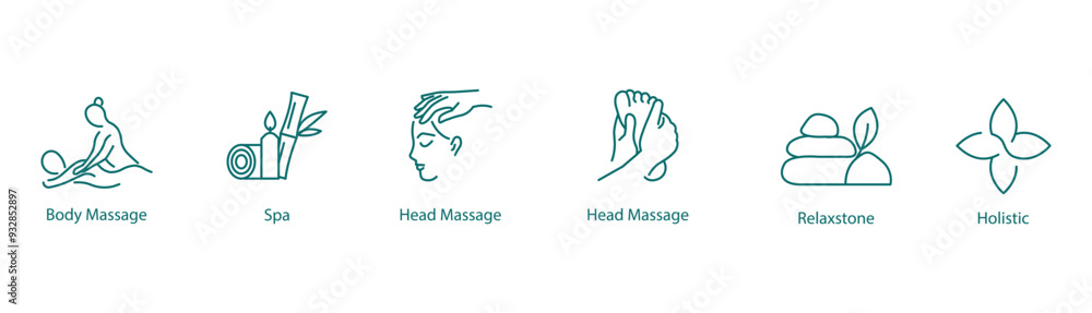 Vector Icons Set: Body Massage, Spa, Head Massage, Foot Massage, Relaxed Zone, Holistic Vector Icons Set: Body Massage, Spa, Head Massage, Foot Massage, Relaxed Zone, Holistic