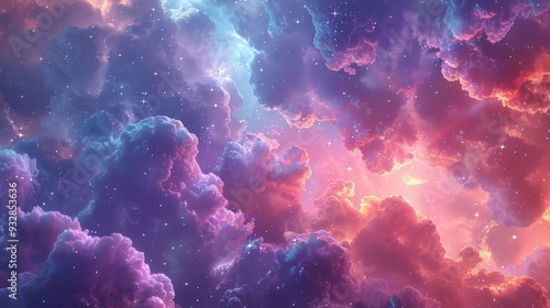 Design a surreal dreamscape using ethereal nebulous clouds, celestial elements, and soft glows, transporting viewers to an abstract and imaginative digital realm