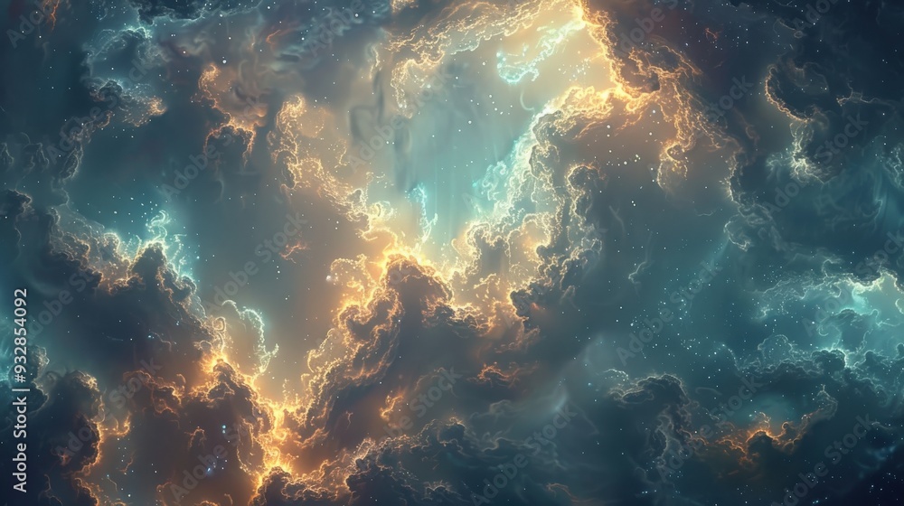Generate a digital dreamscape with surreal elements like nebulous clouds, celestial bodies, and soft glowing patterns, creating an imaginative and ethereal abstract background Generate a digital dreamscape with surreal elements like nebulous clouds, celestial bodies, and soft glowing patterns, creating an imaginative and ethereal abstract background