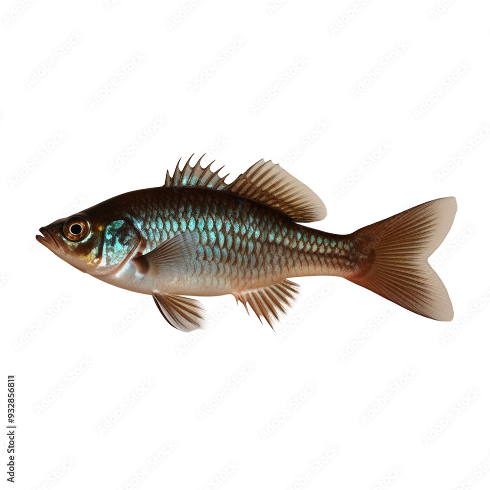 Obraz premium TRANSPARENT PNG ULTRA HD 8K A solitary Molly fish with vivid colors and flowing fins, swimming elegantly against a transparent background, highlighting its lively and graceful form