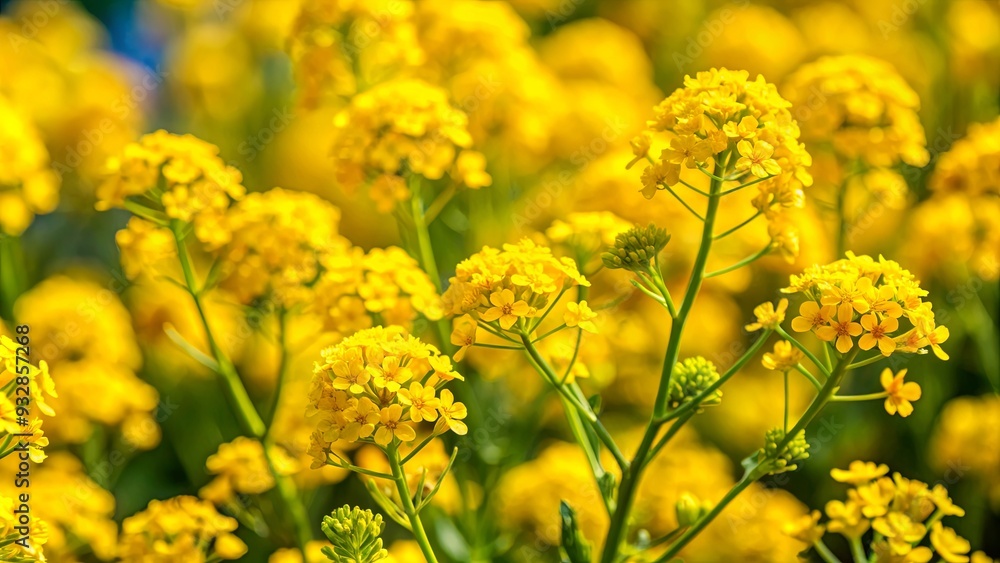 Closeup of Isatis tinctoria yellow flowers for dyeing, Isatis tinctoria, woad, dyer's woad Closeup of Isatis tinctoria yellow flowers for dyeing, Isatis tinctoria, woad, dyer's woad