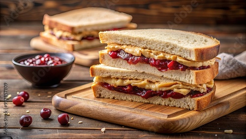 Classic lunch sandwich with creamy peanut butter and sweet jelly , peanut butter, jelly, sandwich, bread, lunch, delicious, snack photo