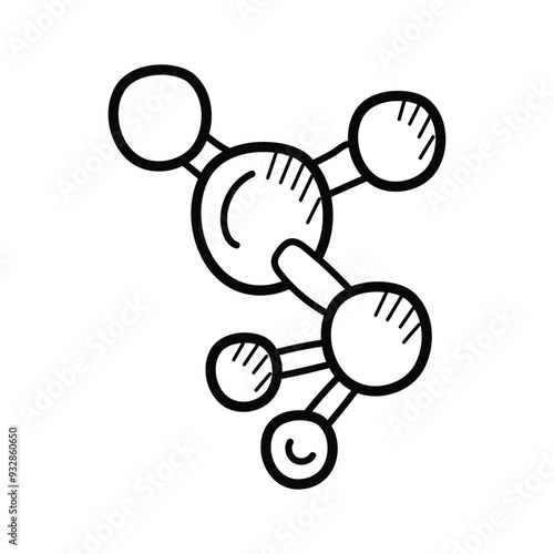 Study of molecules, chemistry, science, molecular structure doodle icon