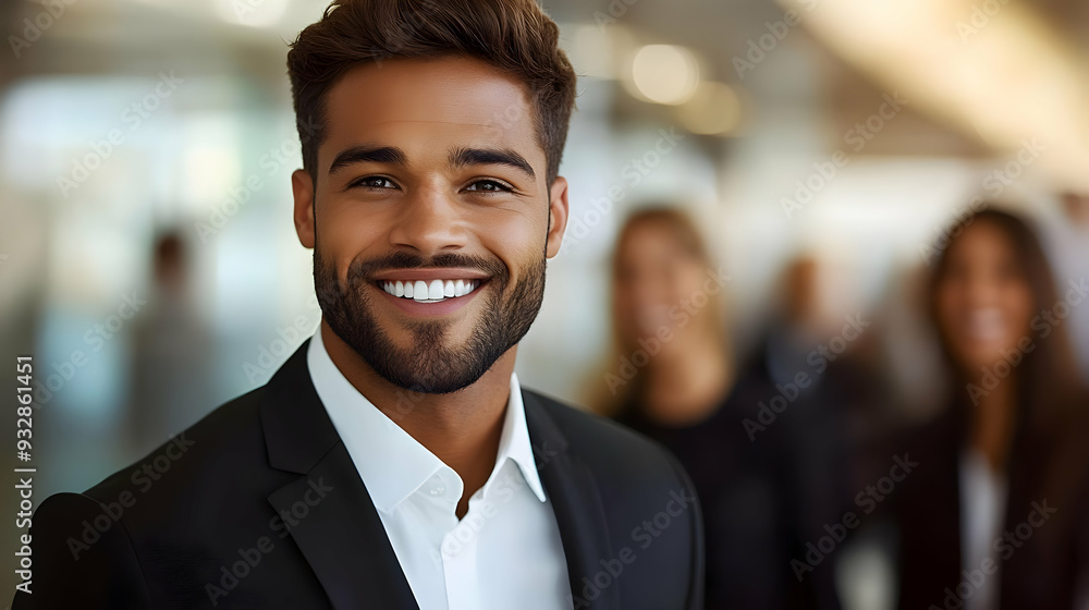Handsome businessman smiling confidently. Handsome businessman smiling confidently.