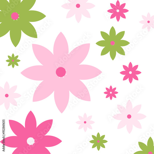 A flowers Pattern with Cute Flowers. Seamless Pattern Can Be Used for Wallpaper, Pattern Fills, Web Page Background