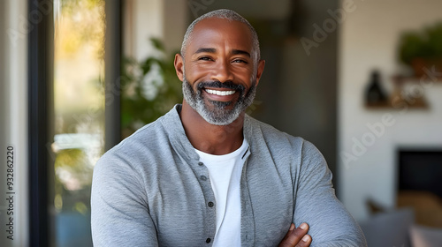Happy man smiling in a casu...