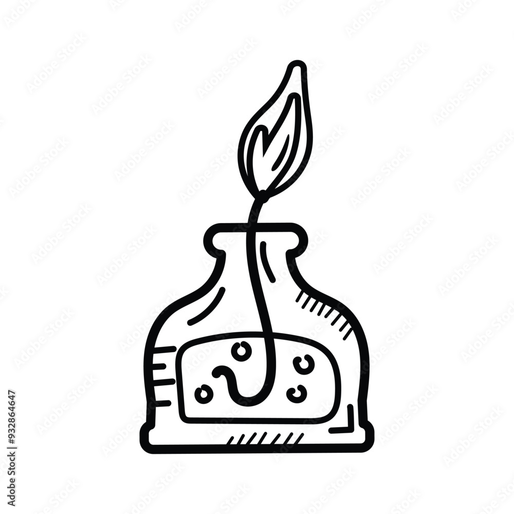 Bunsen burner doodle icon, laboratory apparatus used for heating Bunsen burner doodle icon, laboratory apparatus used for heating
