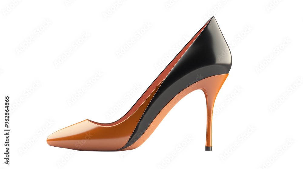 Elegant Brown and Black High Heel Shoe on transparent background Elegant Brown and Black High Heel Shoe on transparent background