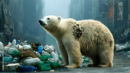 Polar bear standing in a pi...
