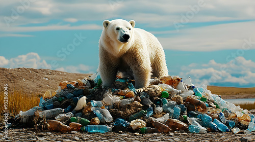 Polar bear standing on a la...