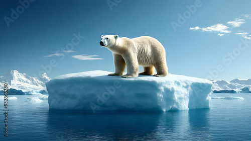 Polar bear standing on an i...
