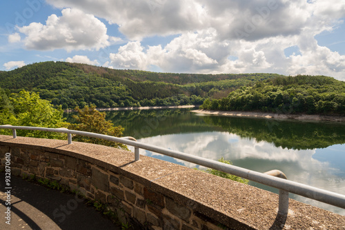 The Urfttalsperre also known as the Urft dam or Urft reservoir at Eifel National Park in North Rhine-Westphalia, Germany photo