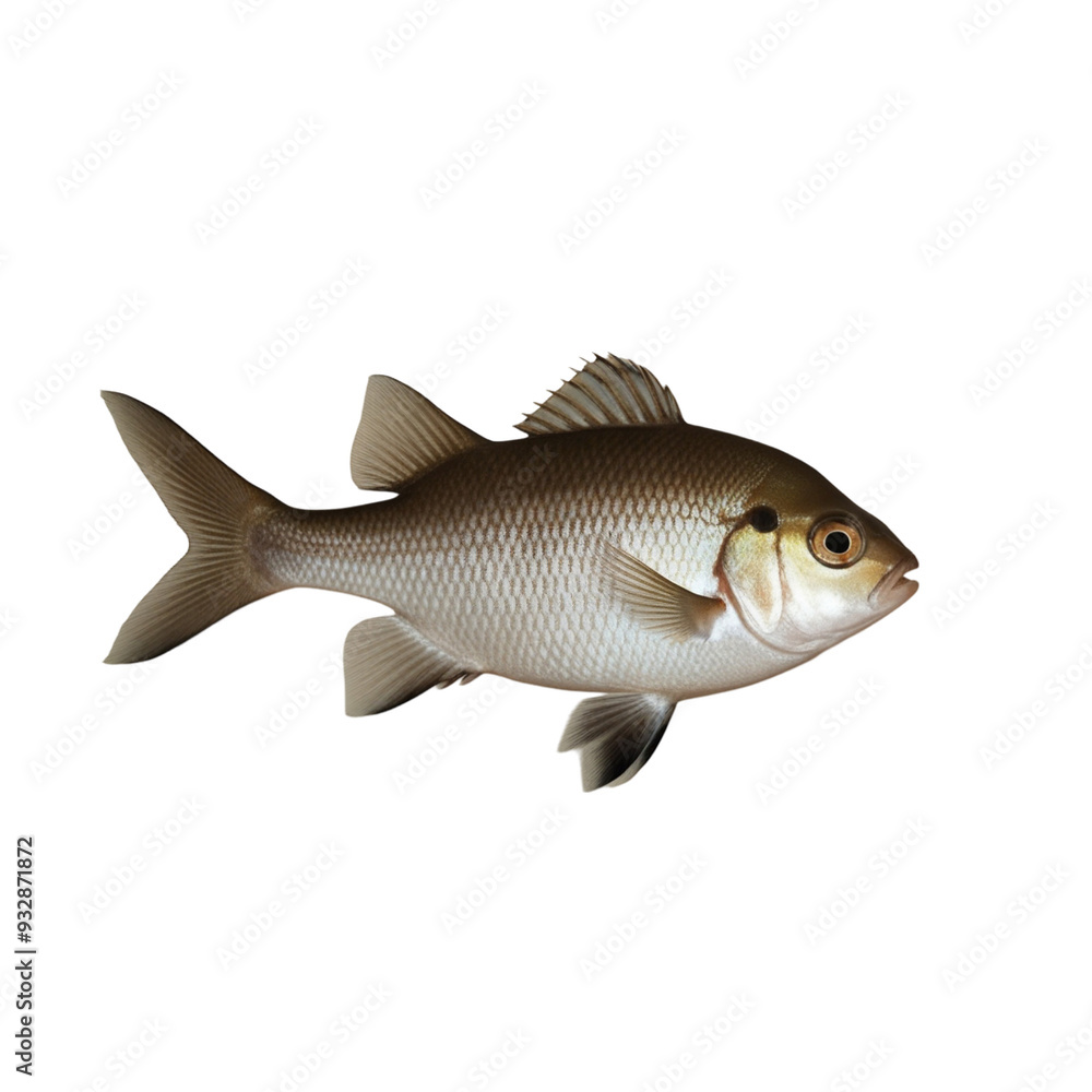Obraz premium TRANSPARENT PNG ULTRA HD 8K A solitary Oscar fish with striking patterns and a robust body, swimming elegantly against a transparent background, highlighting its bold and dynamic form