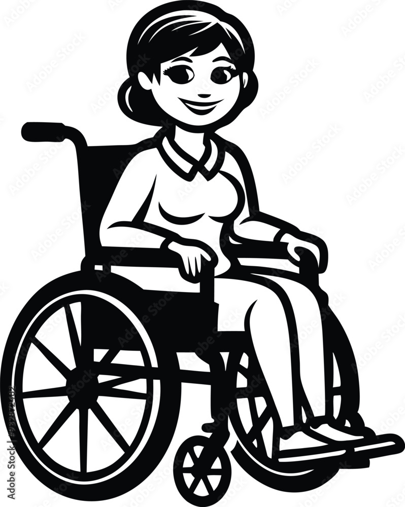 silhouette of woman on wheelchair on white background illustration silhouette of woman on wheelchair on white background illustration