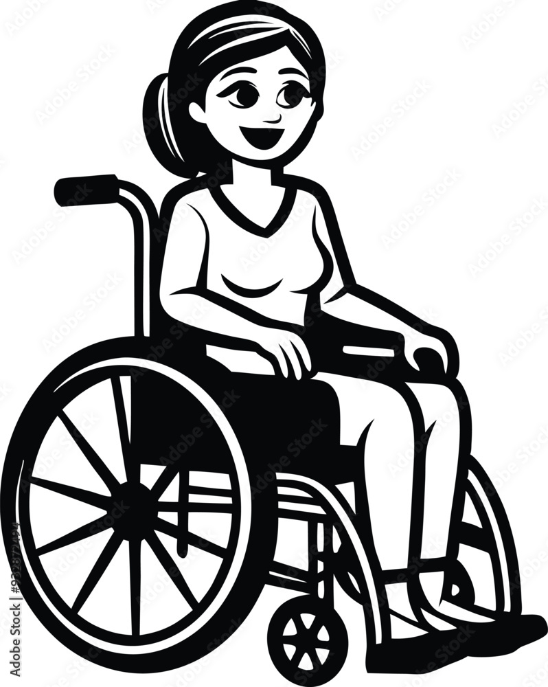 silhouette of woman on wheelchair on white background illustration silhouette of woman on wheelchair on white background illustration
