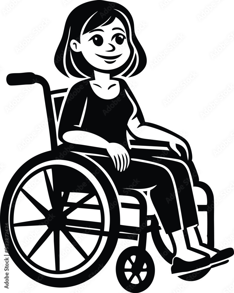 silhouette of woman on wheelchair on white background illustration silhouette of woman on wheelchair on white background illustration