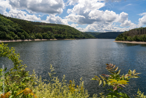 The Urfttalsperre also known as the Urft dam or Urft reservoir at Eifel National Park in North Rhine-Westphalia, Germany photo