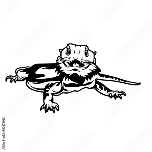 Bearded Dragon | Bearded Lizard | Dessert Animal | Wild Animal | Small Reptile | Lizard | Wildlife | Dragon Life | Original Illustration | Vector and Clipart | Cutfile and Stencil