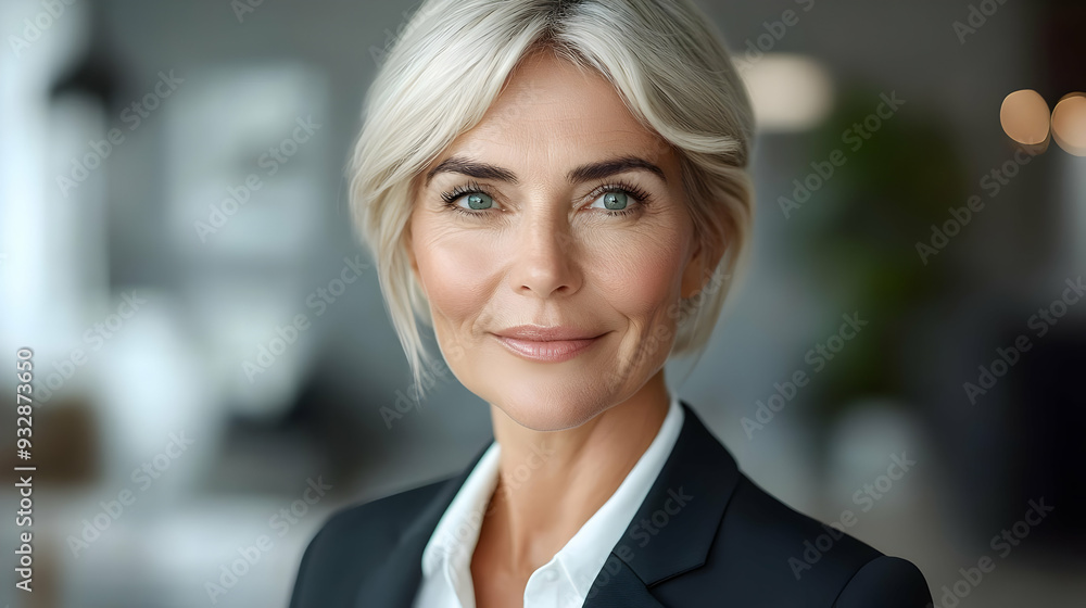 Portrait of a confident woman with blonde hair and green eyes. Portrait of a confident woman with blonde hair and green eyes.