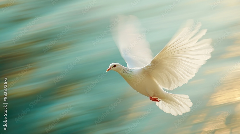 White dove flying in the sky, symbol of peace and freedom, graceful bird in motion White dove flying in the sky, symbol of peace and freedom, graceful bird in motion