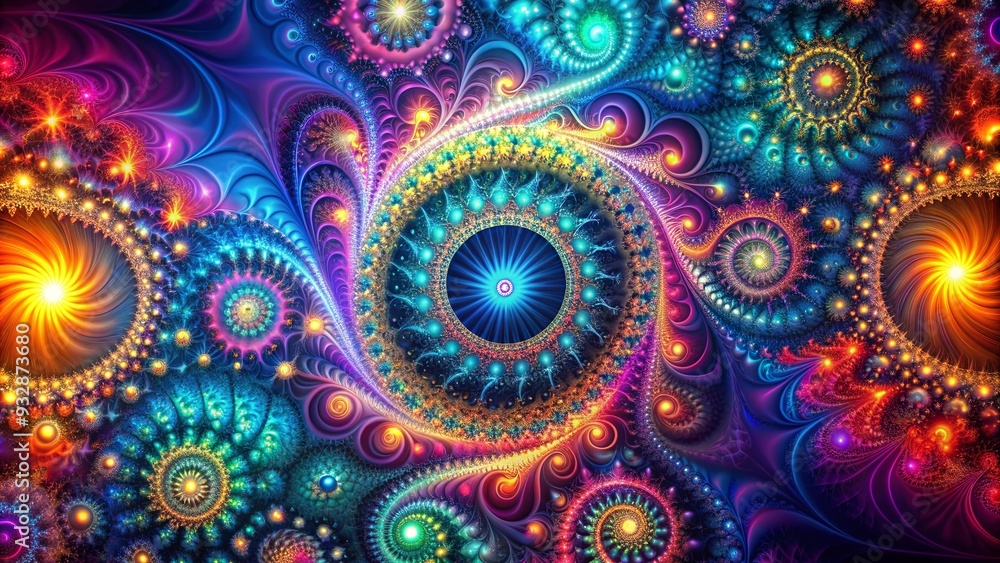 Colorful abstract fractal background with intricate patterns and vibrant lights, fractal, rendering, abstract Colorful abstract fractal background with intricate patterns and vibrant lights, fractal, rendering, abstract
