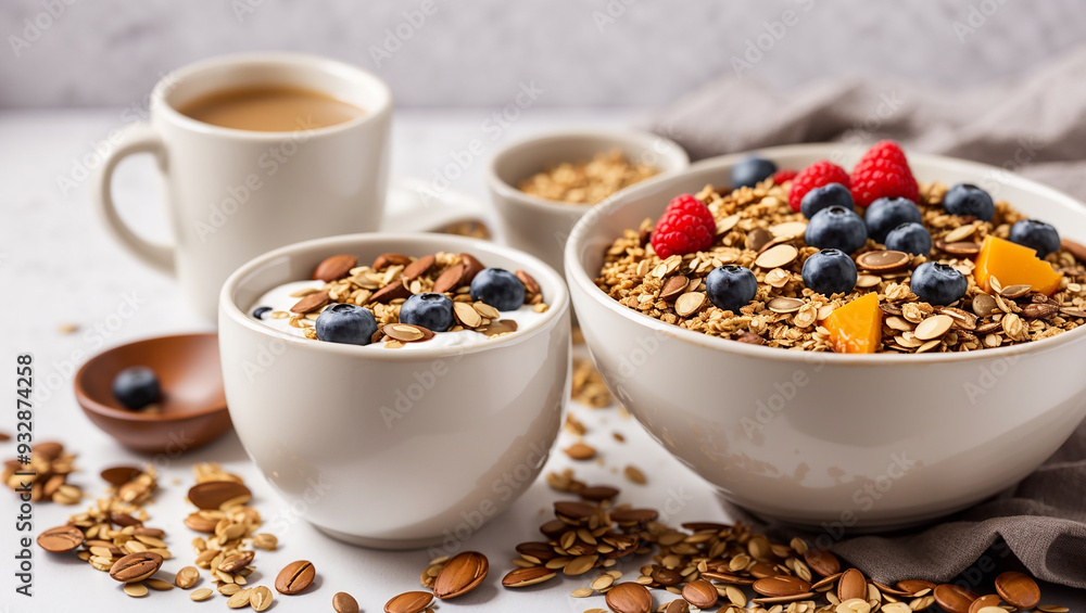 breakfast with muesli and milk breakfast with muesli and milk