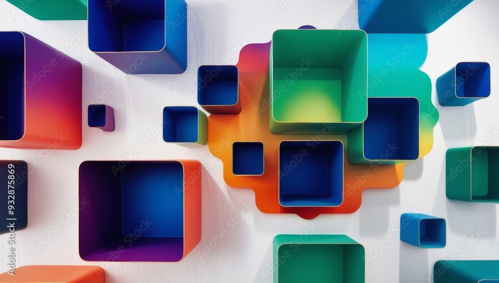 Vibrant high contrast abstract box shapes in various Vibrant high contrast abstract box shapes in various