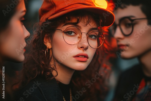 Wallpaper Mural Young woman in a stylish hat and glasses representing the fusion of vintage fashion and modern style in a contemporary urban setting reflecting individuality and creative self expression Torontodigital.ca