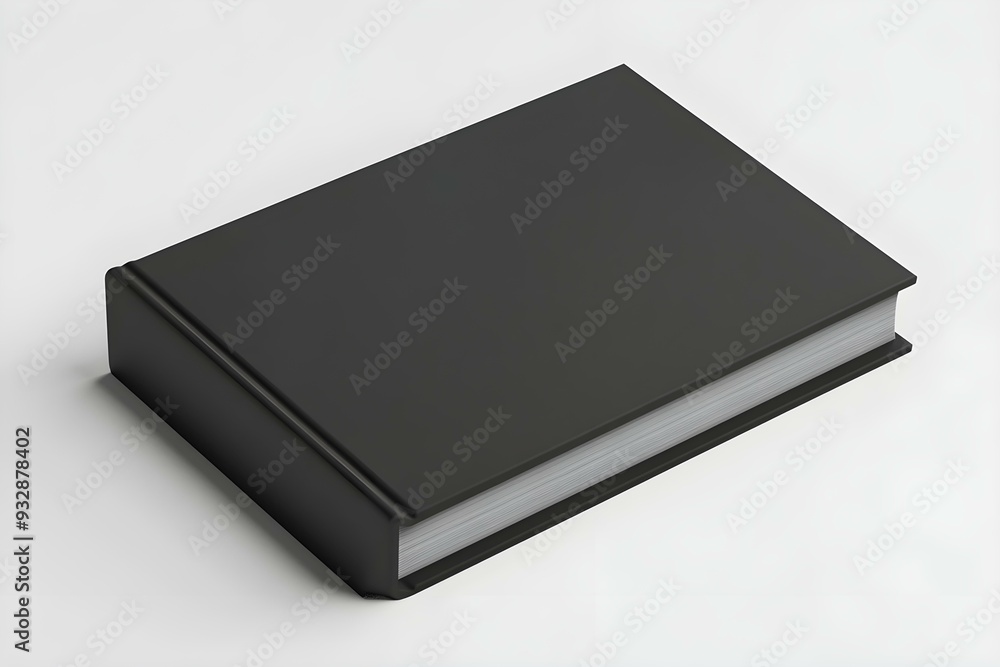 Black Landscape Book Mockup, 3D rendered dark rectangular book, notebook isolated on a light background Black Landscape Book Mockup, 3D rendered dark rectangular book, notebook isolated on a light background