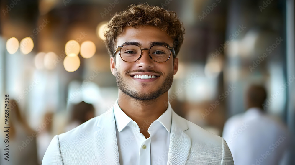 Obraz premium Portrait of a smiling man in a white suit.