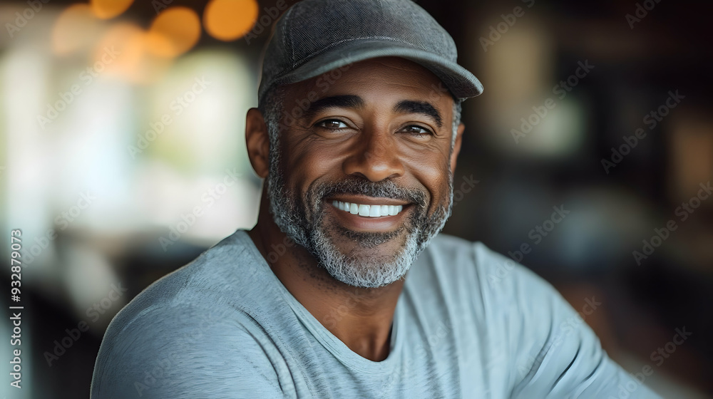 Portrait of a smiling man wearing a baseball cap. Portrait of a smiling man wearing a baseball cap.