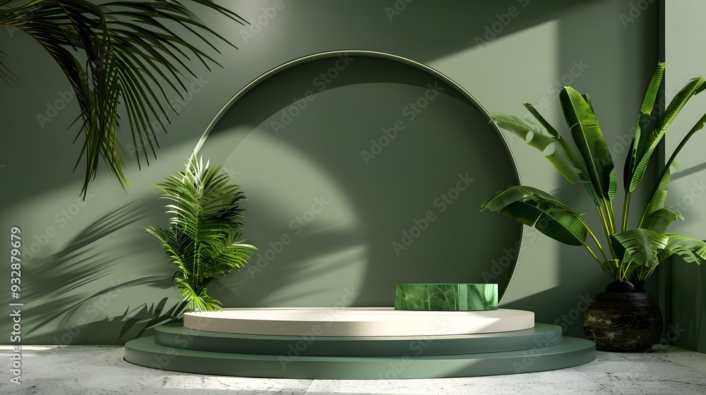Jungle Green 3D Podium Stand, Dynamic Organic Structure, Eco-Conscious Display for Green Products Jungle Green 3D Podium Stand, Dynamic Organic Structure, Eco-Conscious Display for Green Products