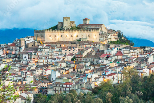 Italy, Sicily, Messina Province, Montalbano Elicona. The castle above the medieval hill town of Montalbano Elicona. photo