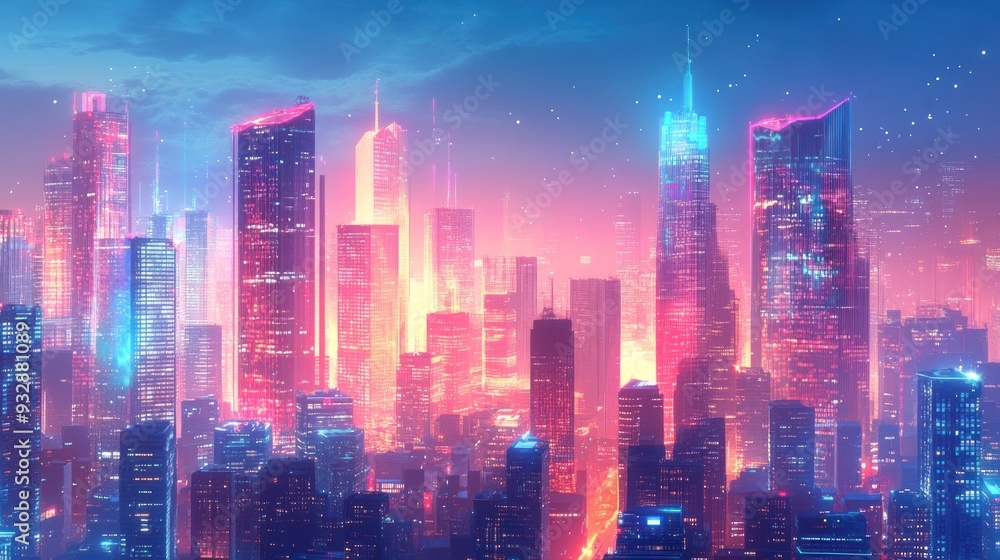 Neon Cityscape at Night