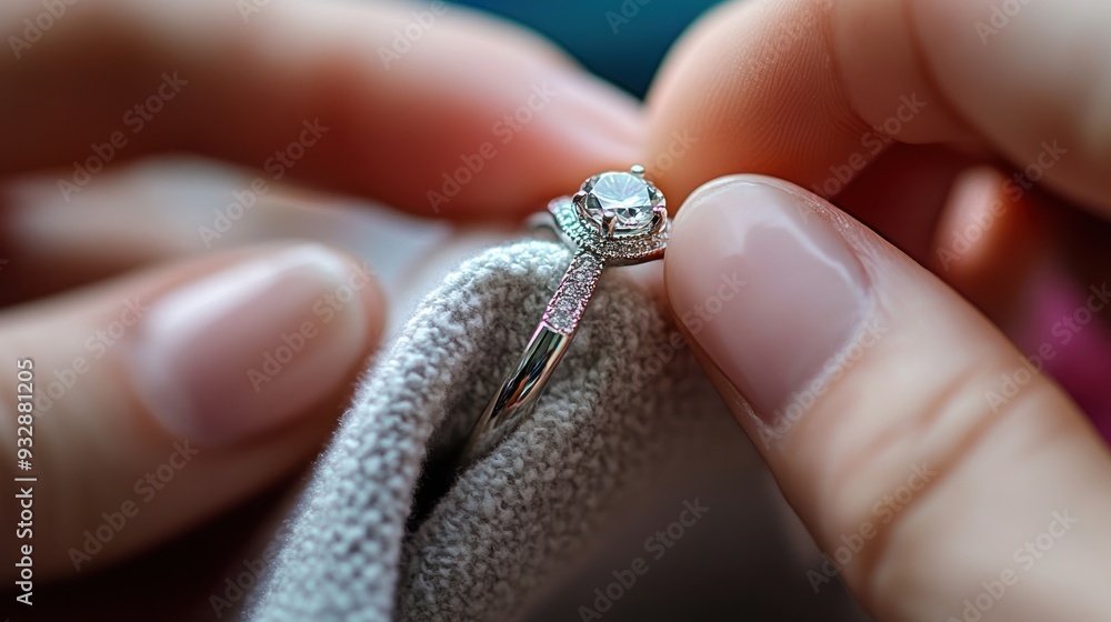 Obraz premium Close-up of a hand holding a diamond ring