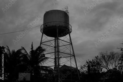 water tower in the evening