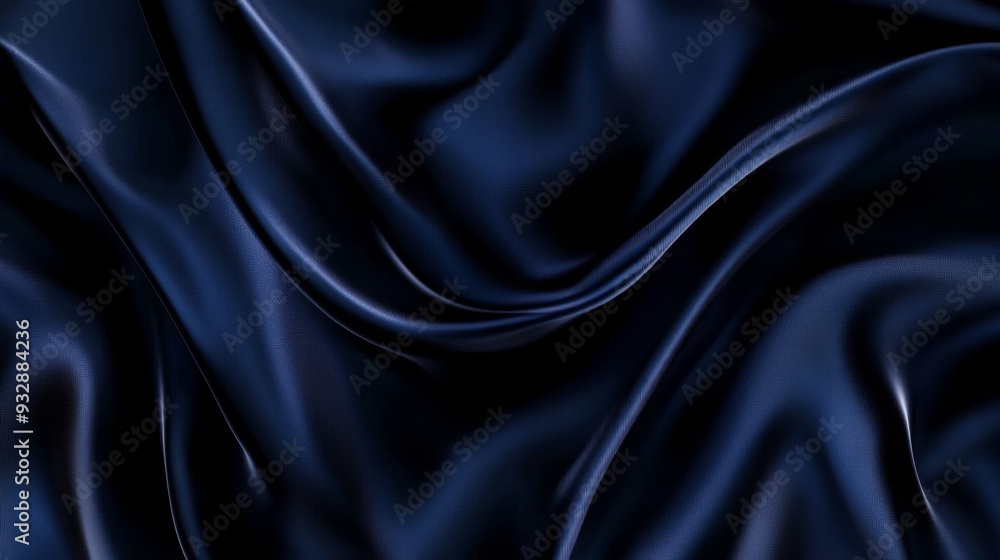 Abstract Dark Background with Soft Wavy Silk Satin Fabric Abstract Dark Background with Soft Wavy Silk Satin Fabric