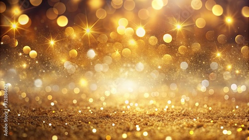 Gold bokeh defocused lights glitter powder splash background with magic mist glowing, gold, bokeh, defocused, lights, glitter