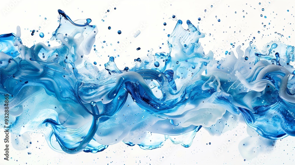 Isolated blue water swirling and splashing with tiny bubbles. Generative Ai Isolated blue water swirling and splashing with tiny bubbles. Generative Ai
