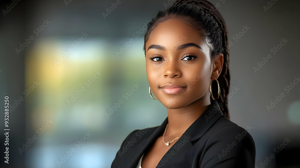 Portrait of a young black woman with a confident and professional look. Portrait of a young black woman with a confident and professional look.