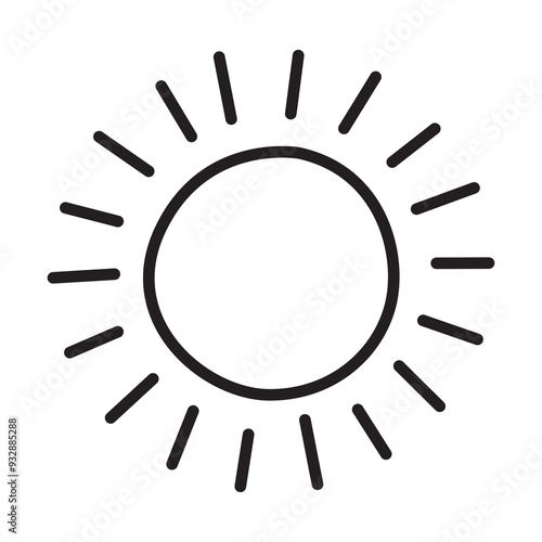 sun doodle icon with transparent background