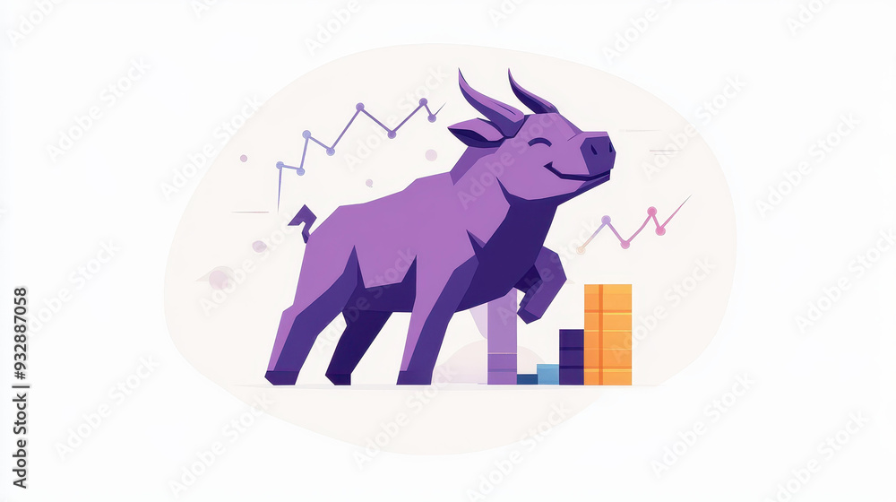 Fototapeta premium Modern, vibrant purple stock market charts depict bullish trends, perfect for financethemed designs and investment growth discussions.