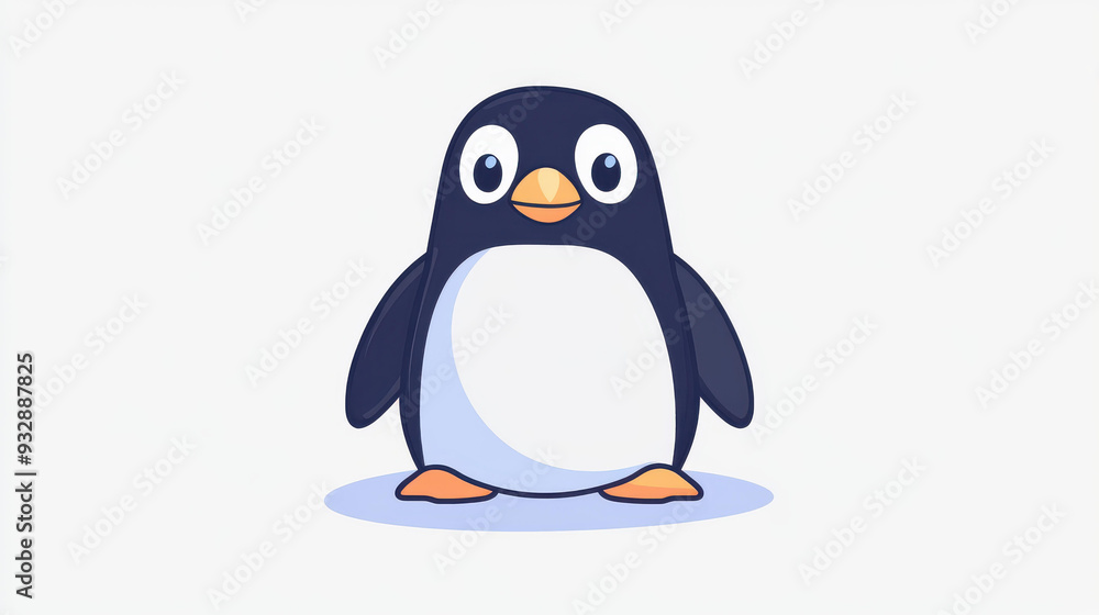 Fototapeta premium Adorable pixel art of a cute penguin This modern cartoonstyle illustration features charming textures and vivid colors.