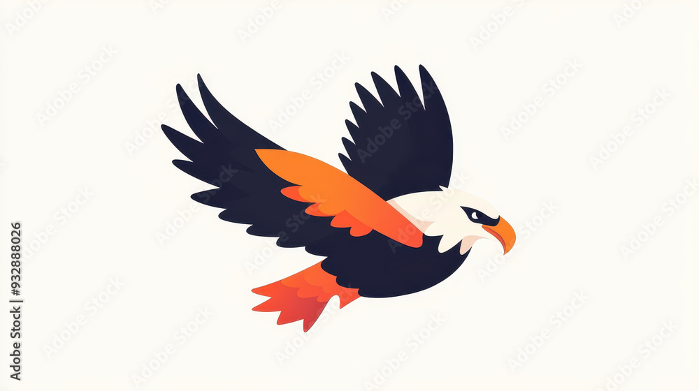 Fototapeta premium A vibrant, cartoonstyle eagle illustration, featuring playful doodles and modern textures for an eyecatching logo design.