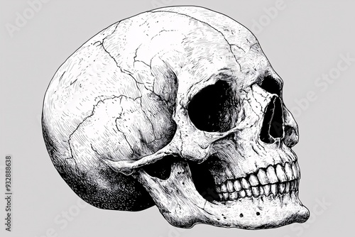 Wallpaper Mural Hand-drawn monochrome skull artwork illustration. Torontodigital.ca