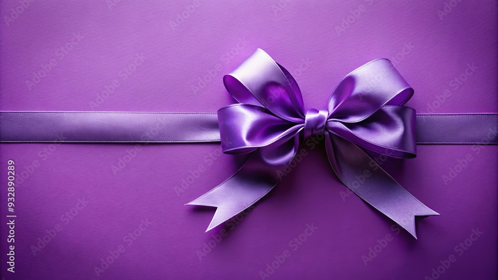 Purple bow and ribbon isolated on a purple background, decorative, elegant, gift, present, celebration, wrapping, accessory Purple bow and ribbon isolated on a purple background, decorative, elegant, gift, present, celebration, wrapping, accessory